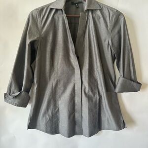 Foxcroft Non-Iron Fitted Button-Down Shirt Gray Size 6